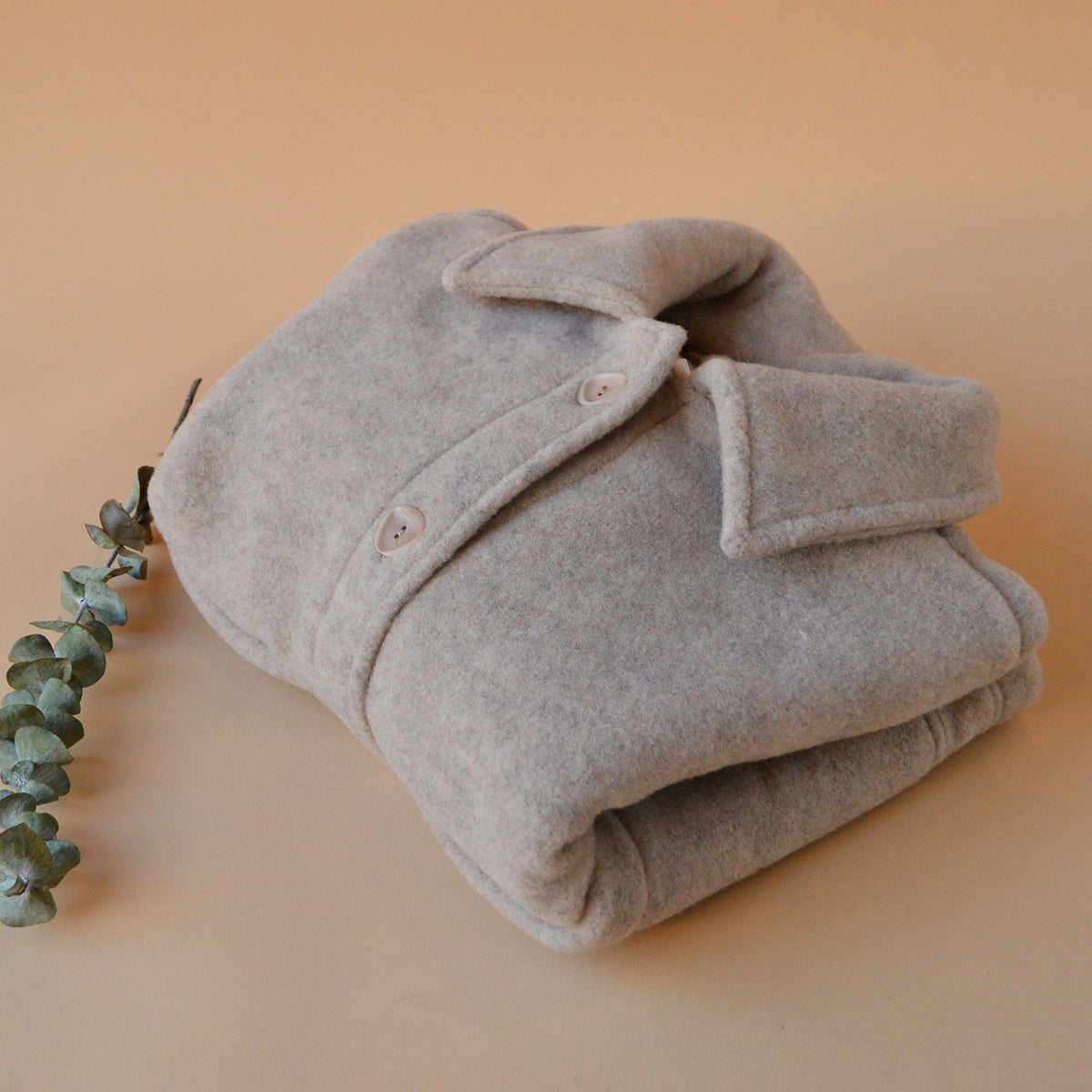 Women's Short Jacket - 100% Organic Wool Fleece - Sand (XS-L)