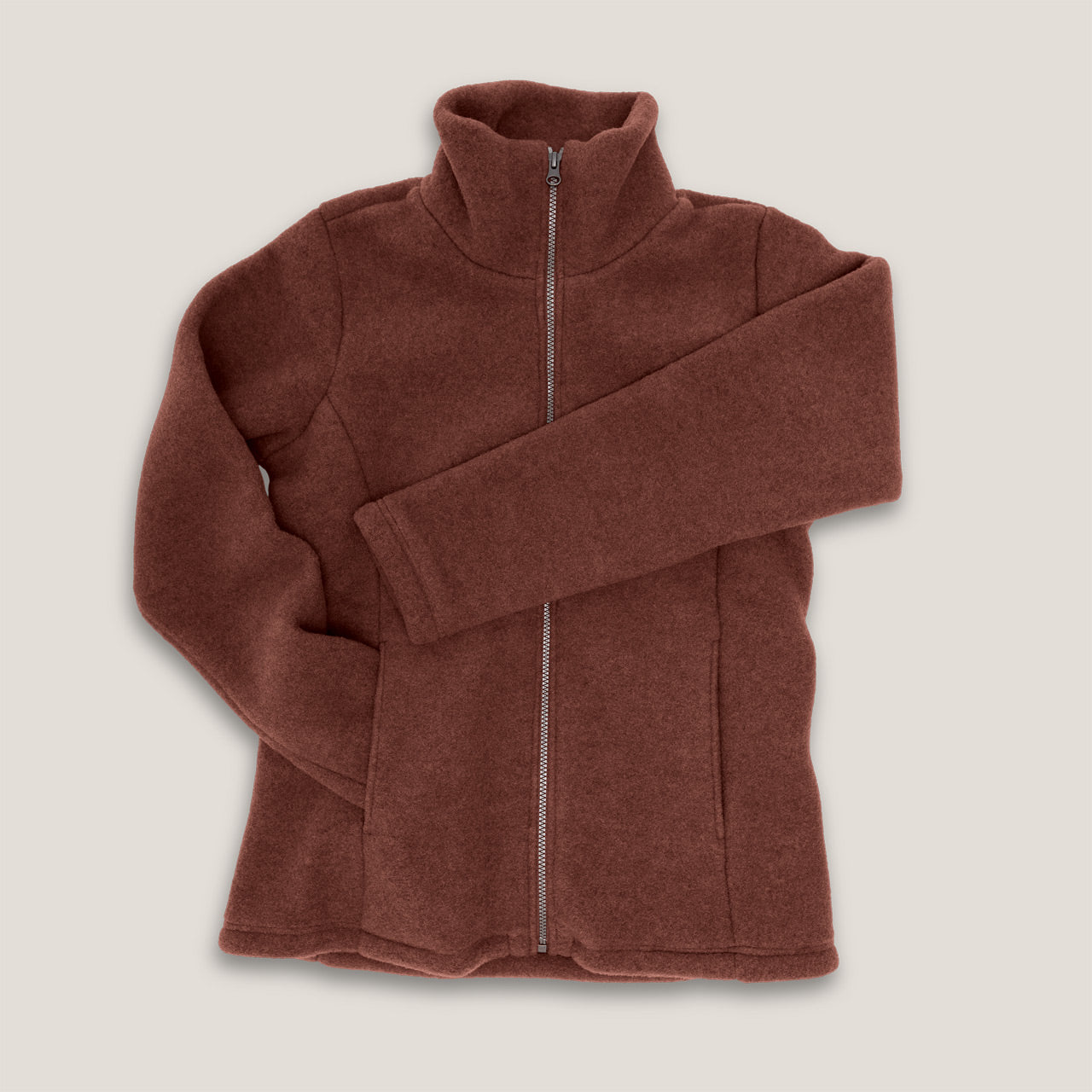 Women's Zip Jacket - 100% Organic Wool Fleece - Cinnamon (XS-L) *Pre-order