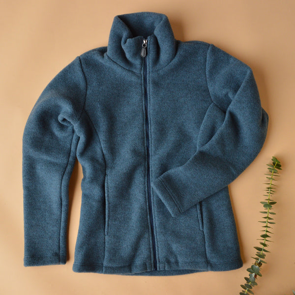 Women's Zip Jacket - 100% Organic Wool Fleece - Atlantic (XS-L) *Retur - Woollykins Women's Zip Jacket - 100% Organic Wool Fleece - Atlantic (XS-L) *Retur - Woollykins