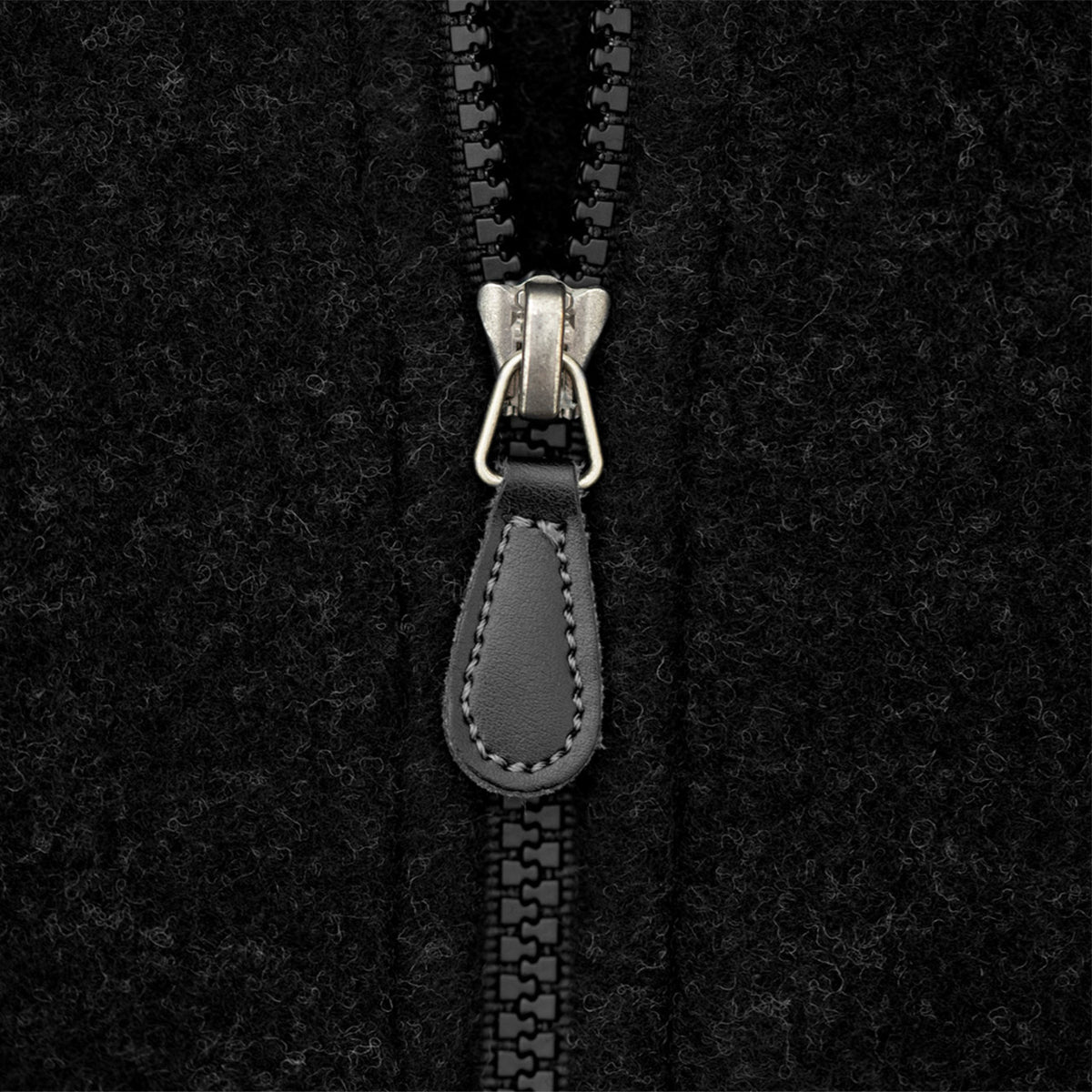 Women's Zip Jacket - 100% Organic Wool Fleece - Black (XS-L)