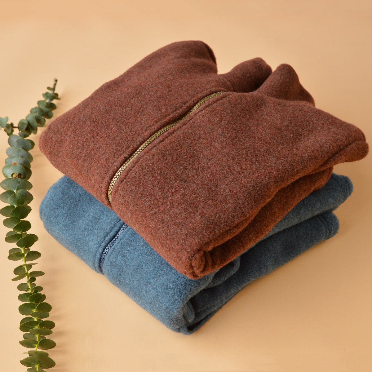 Women's Zip Jacket - 100% Organic Wool Fleece - Cinnamon (XS-L)