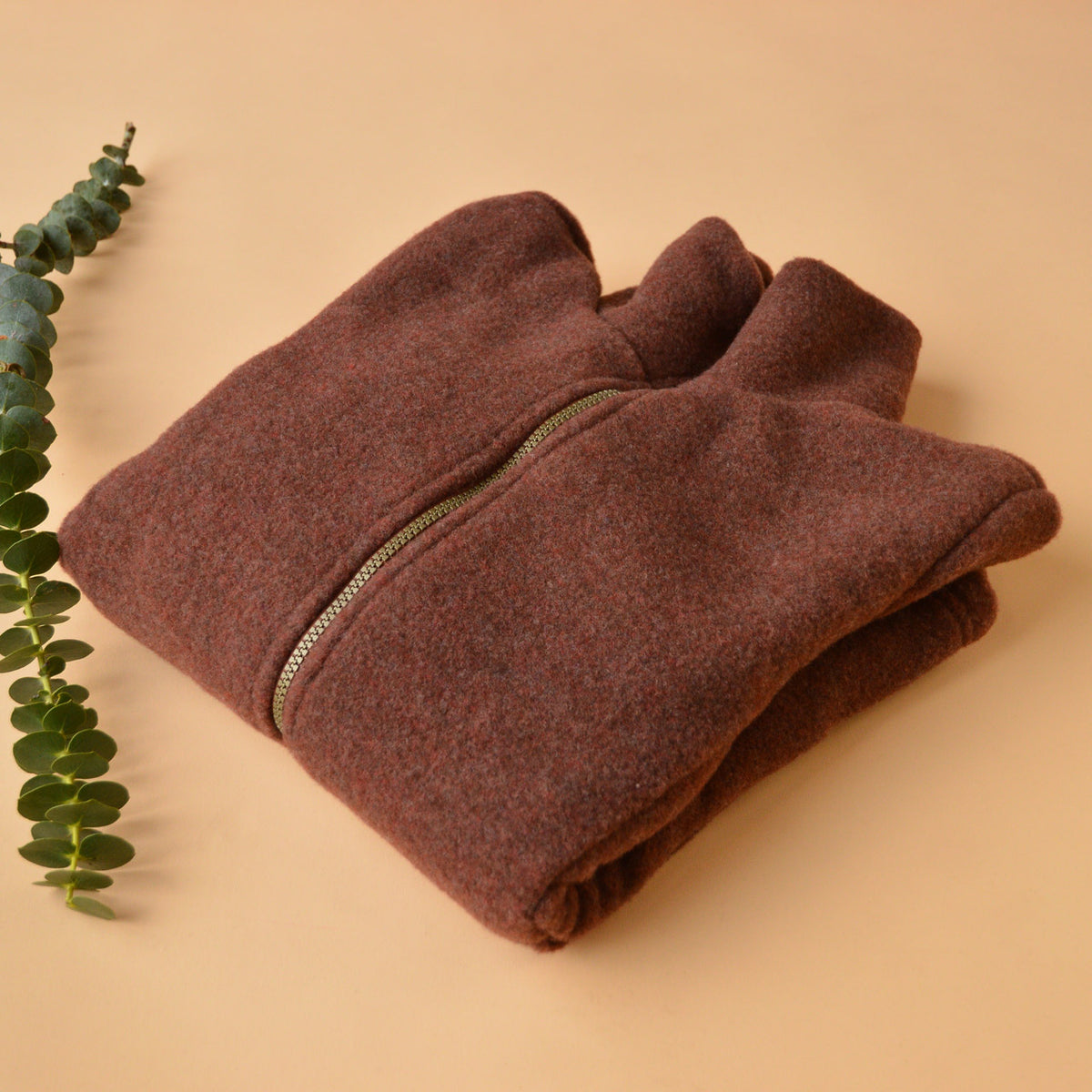 Women's Zip Jacket - 100% Organic Wool Fleece - Cinnamon (XS-L)