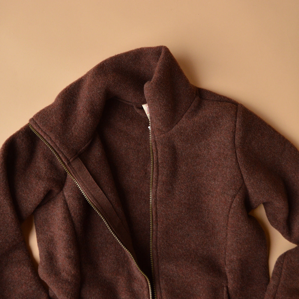 Women's Zip Jacket - 100% Organic Wool Fleece - Cinnamon (XS-L)