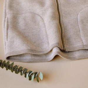Women's Zip Vest - 100% Organic Wool Fleece - Sand (XS-L)