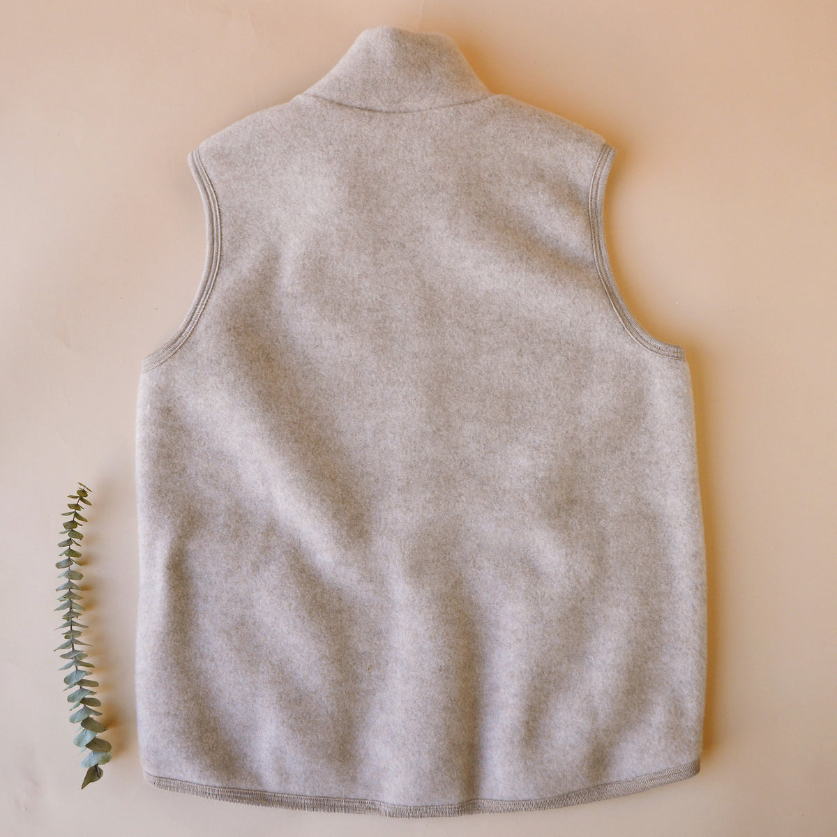Women's Zip Vest - 100% Organic Wool Fleece - Sand (L) *Last One!