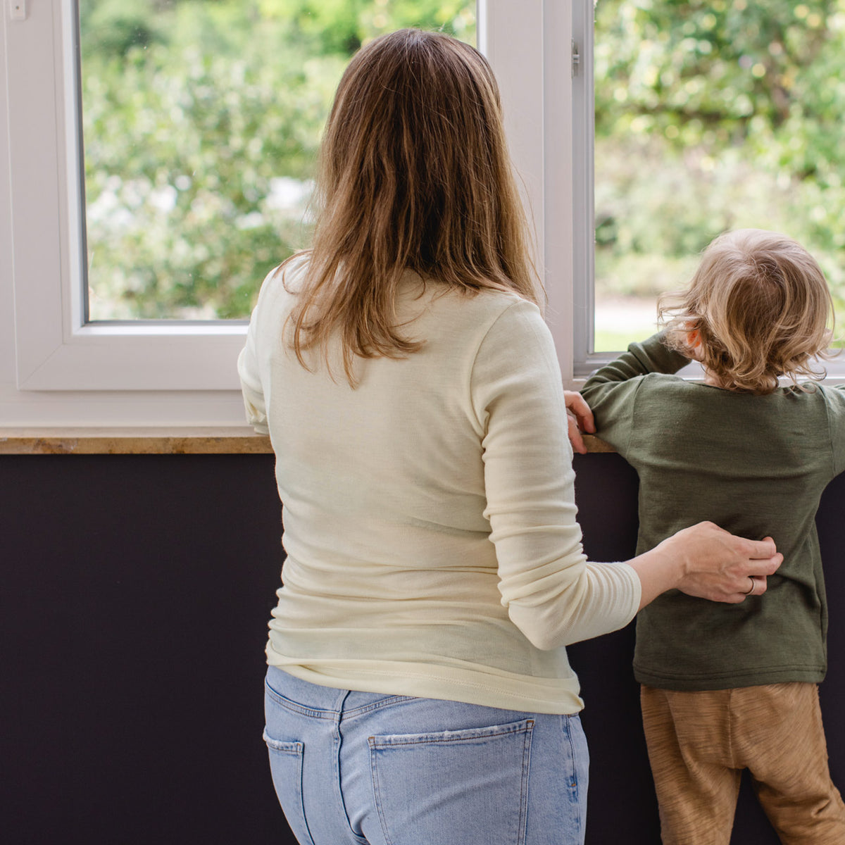 Women's 100% Organic Merino Wool Long Sleeve Top - Natural