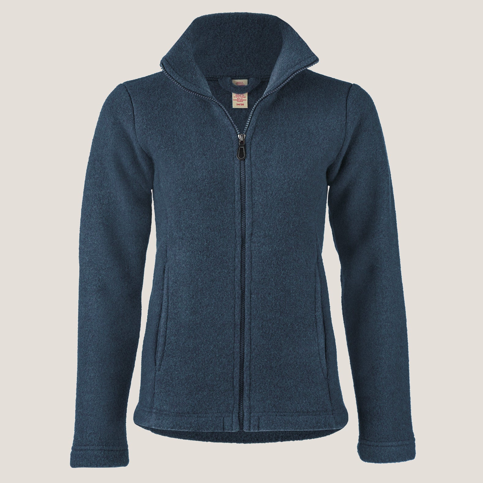 Women's Zip Jacket - 100% Organic Wool Fleece - Atlantic (XS-L) *Pre-order