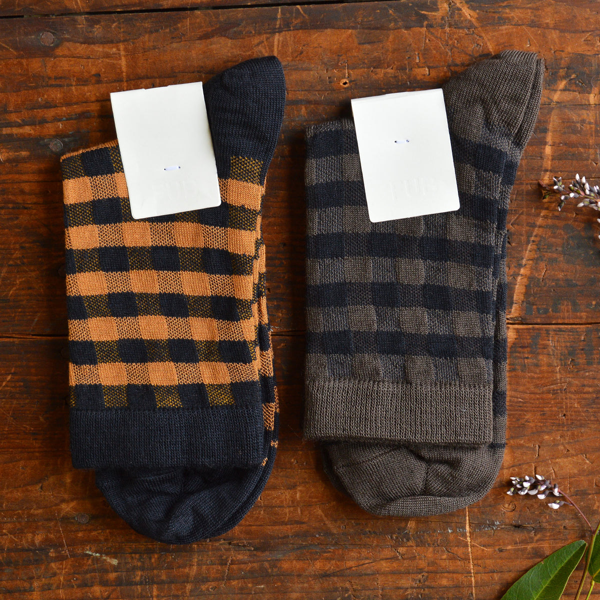 FUB Merino Wool Socks - Fine Check Knit (Adults)