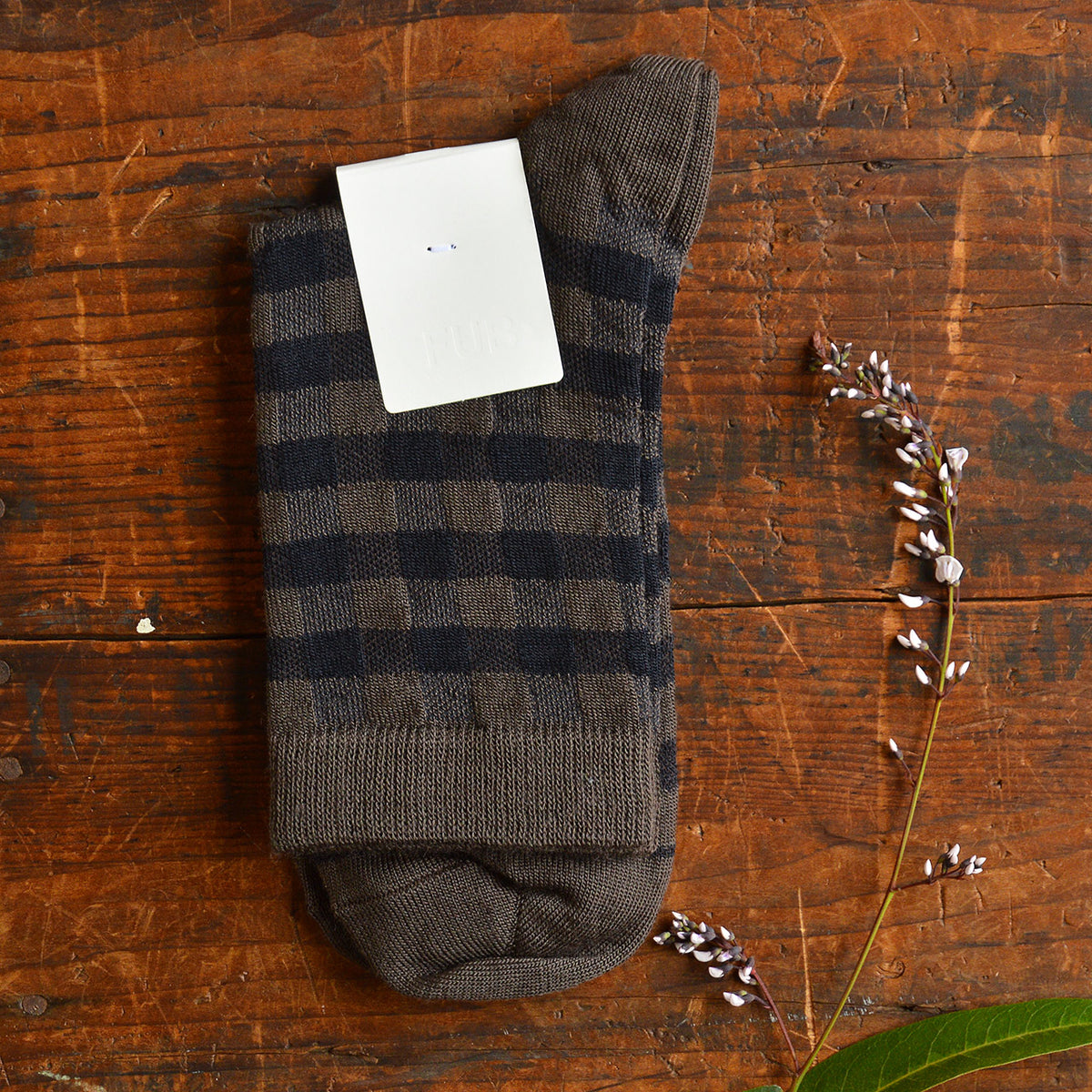 FUB Merino Wool Socks - Fine Check Knit (Adults)