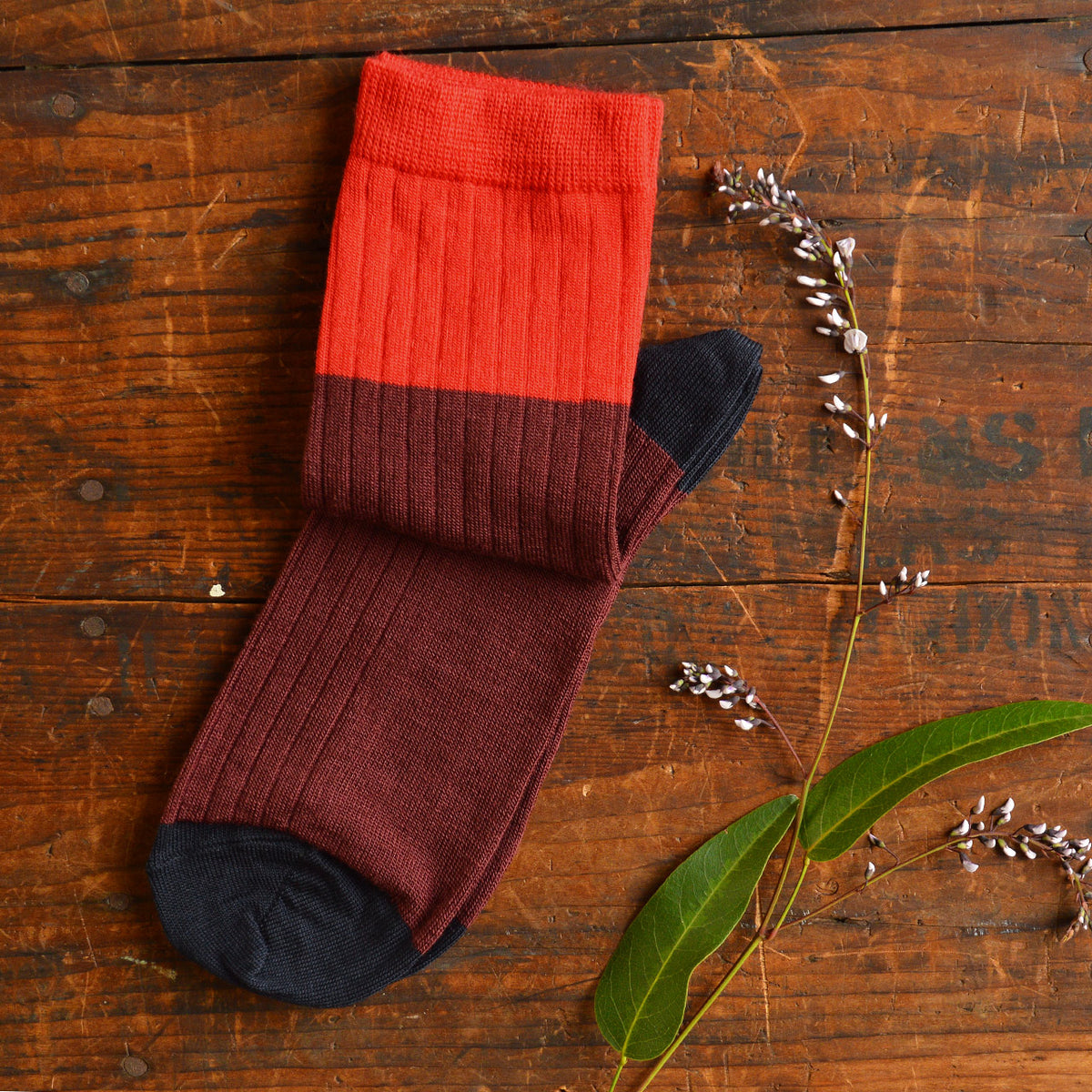 FUB Merino Wool Socks - Fine Colourblock Knit (Adults)