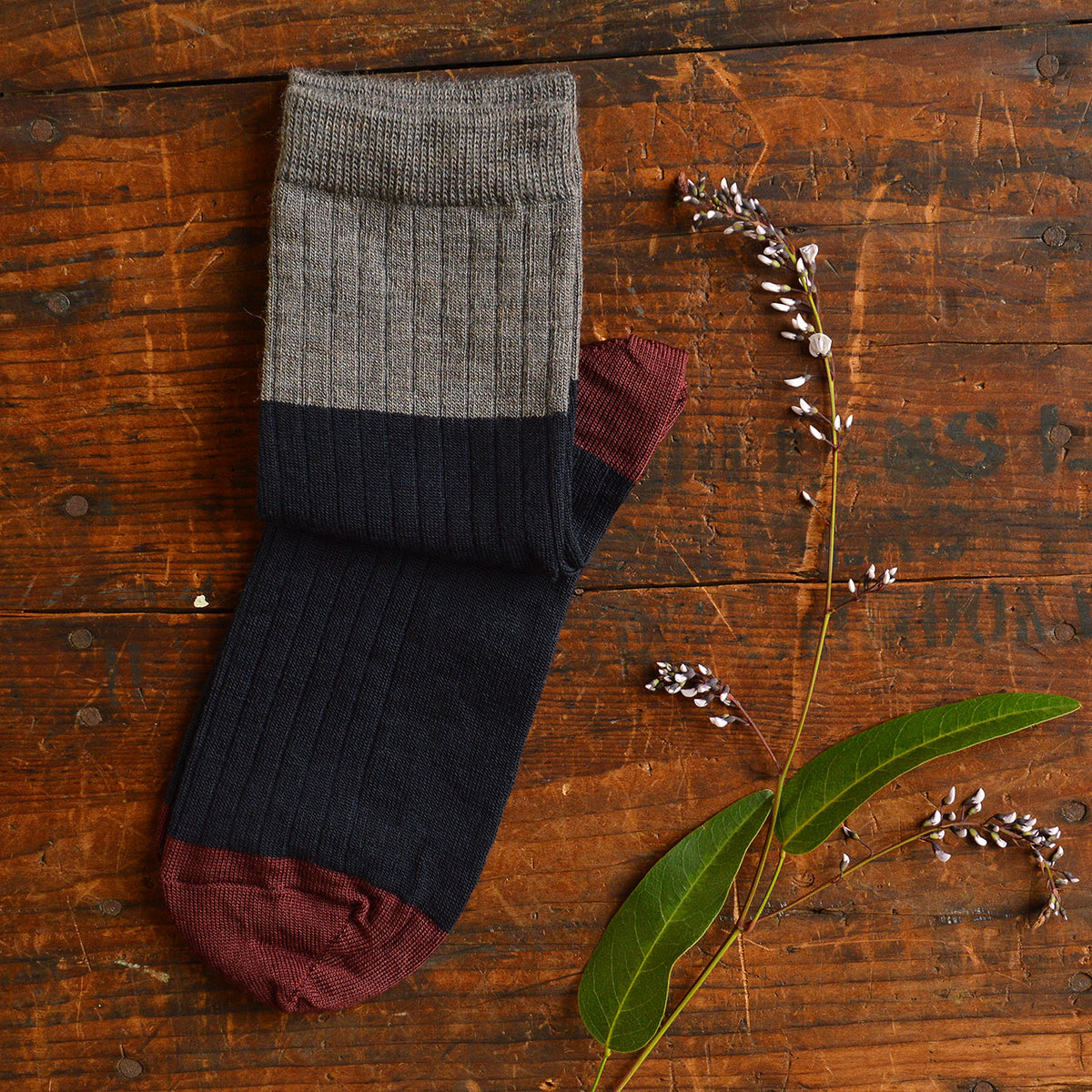 FUB Merino Wool Socks - Fine Colourblock Knit (Adults)