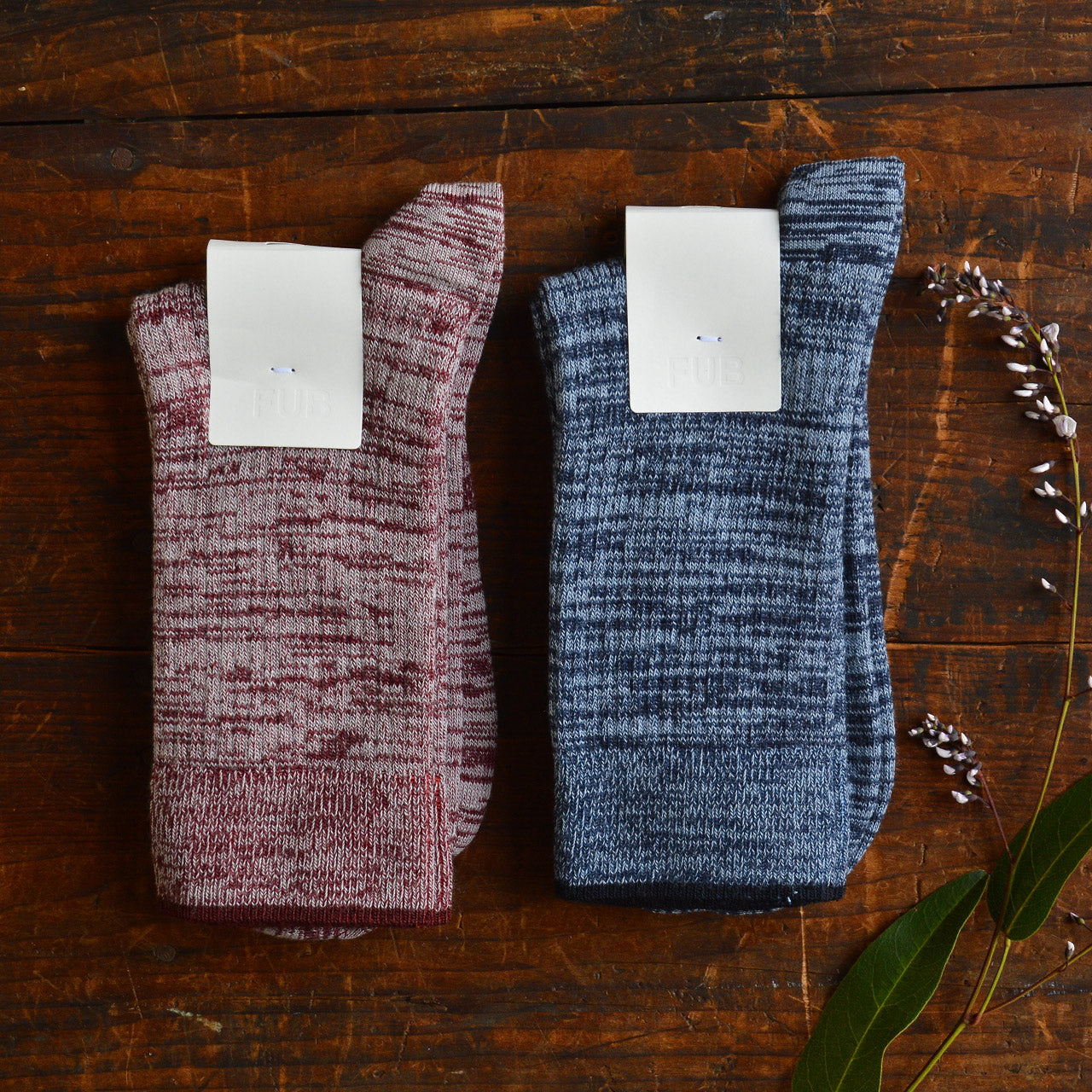 FUB Merino Wool Socks - Fine Melange Knit (Adults)