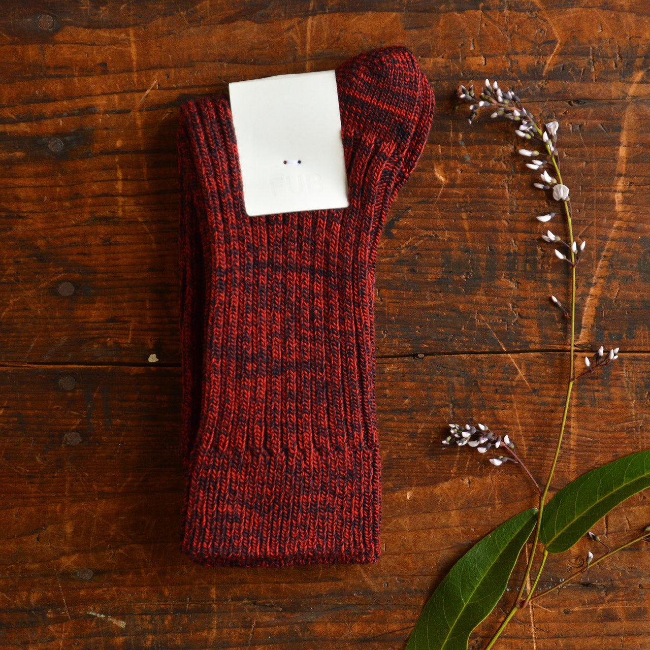 FUB Merino Wool Socks - Thick Melange Knit - Red (40-42) *Last ones