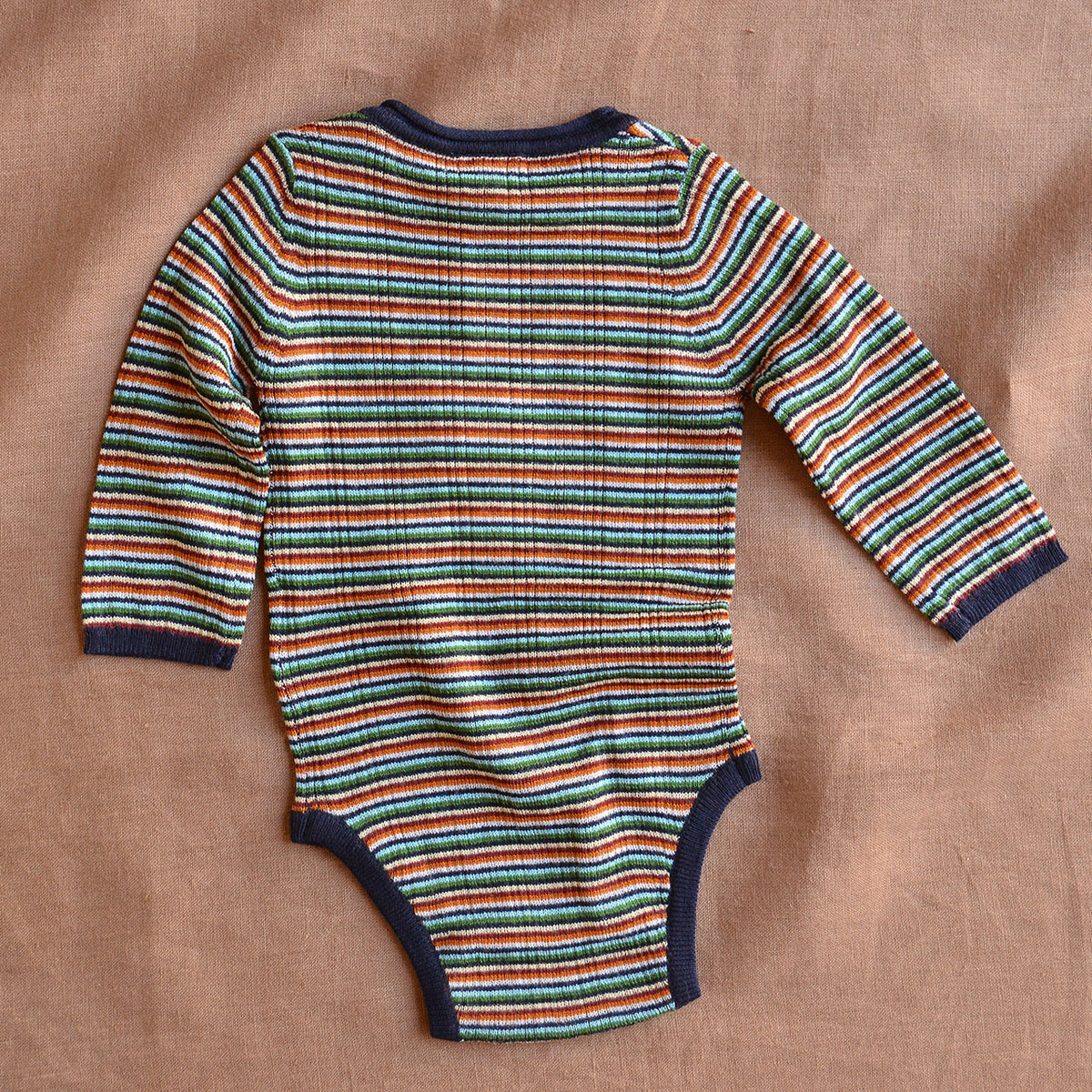 FUB Rib Baby Body Long Sleeve - 100% Merino - Multi Stripe (0-3y)