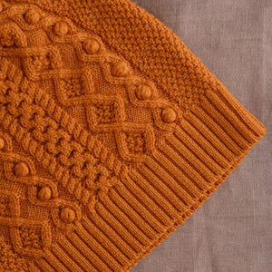 Aran Knit Pom Pom Beanie - 100% Merino (Child-Adults)