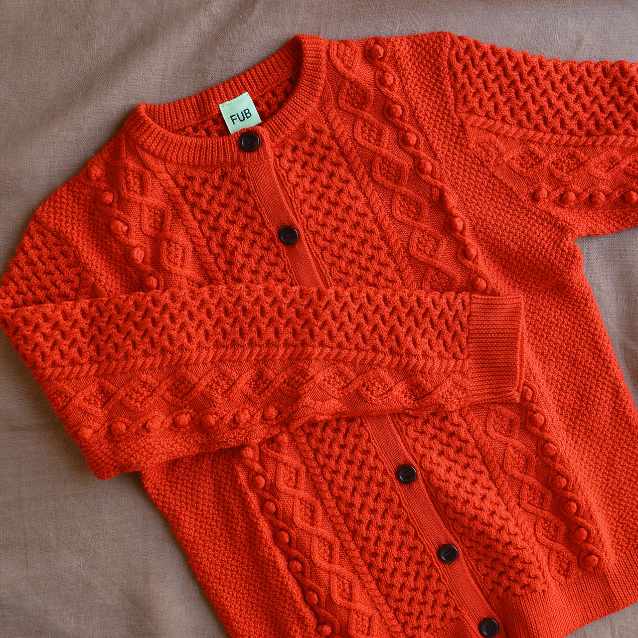 Women's Aran Cardigan - 100% Merino - Red (Teens-Womens S) *Last One!