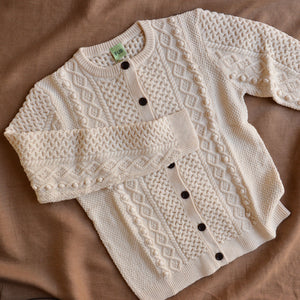 Women's Aran Cardigan - 100% Merino (Teens-Womens S)