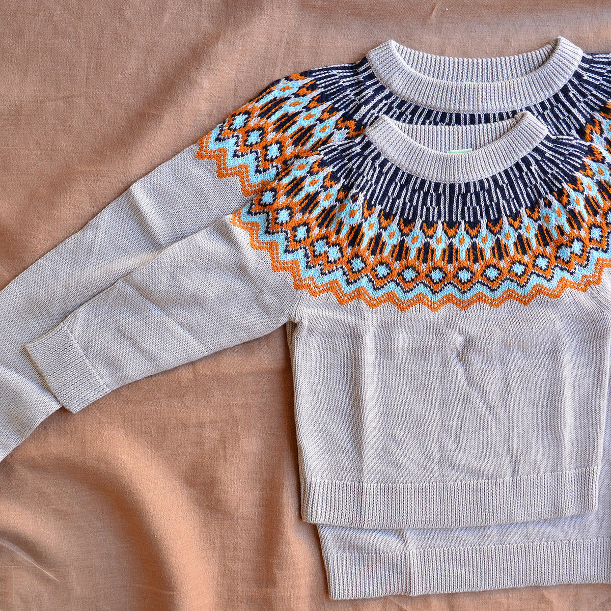 Fair Isle Sweater - 100% Merino - Oat Melange (2-12y+ Teen/Womens XS)