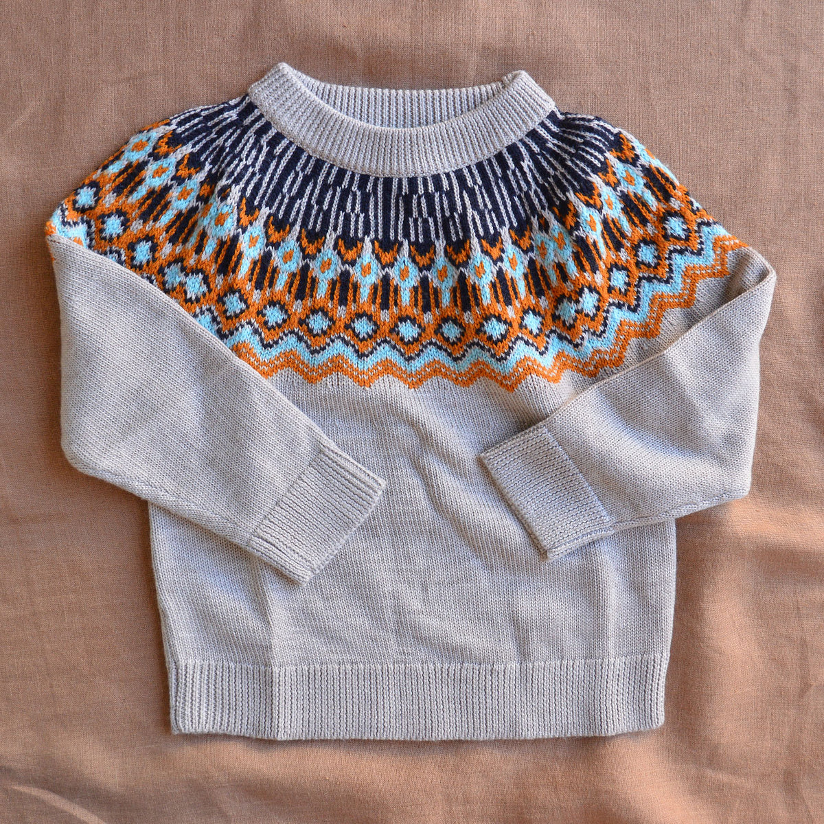 Fair Isle Sweater - 100% Merino - Oat Melange (2-12y+ Teen/Womens XS)