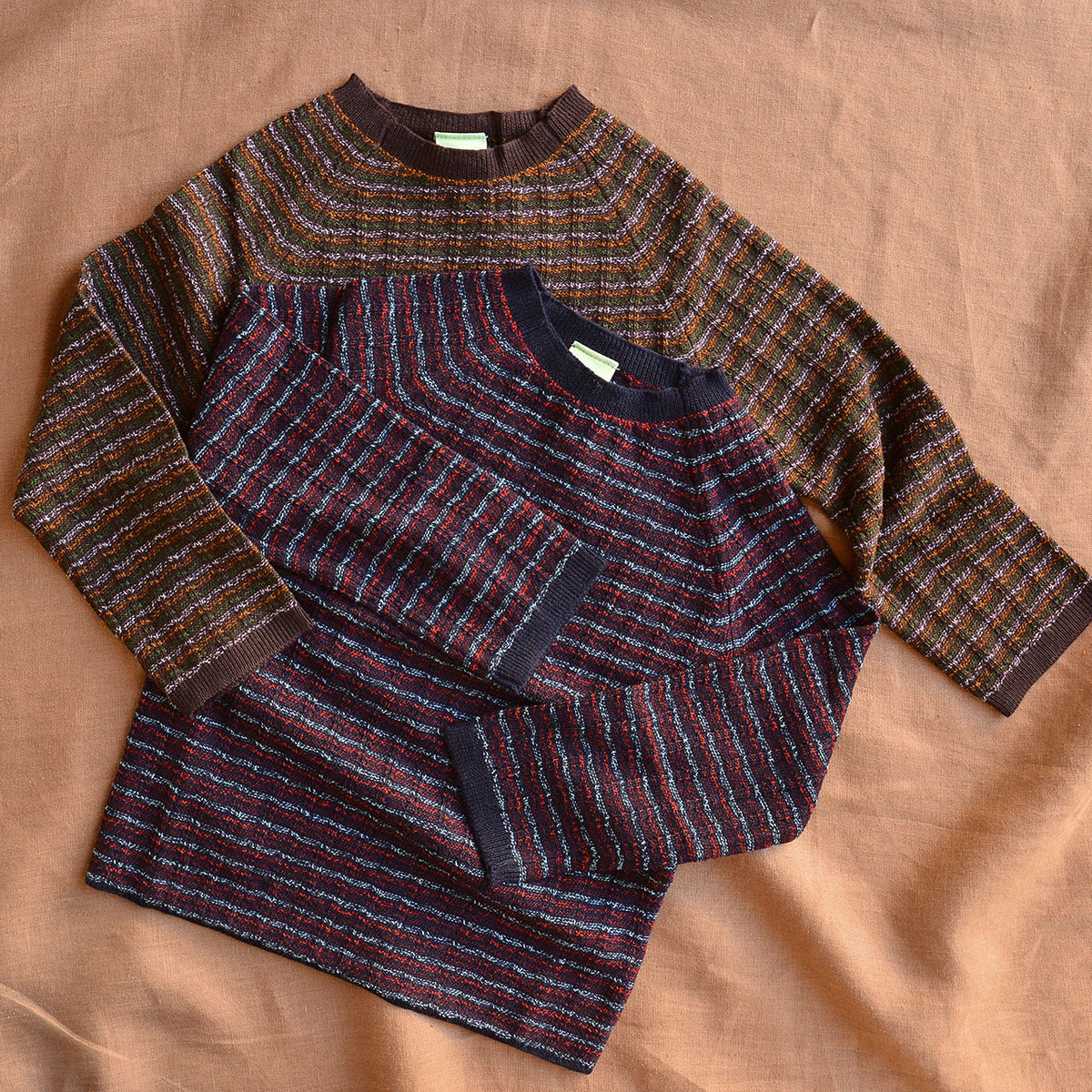 Crewneck Sweater - 100% Merino - Melange Stripes (2-12y+ Teen/Womens' XS)