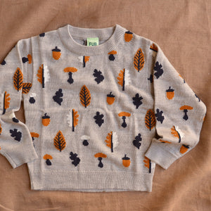 Jacquard Sweater - 100% Merino - Oat Melange (2-8y)