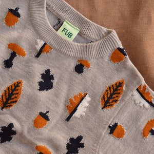 Jacquard Sweater - 100% Merino - Oat Melange (2-8y)