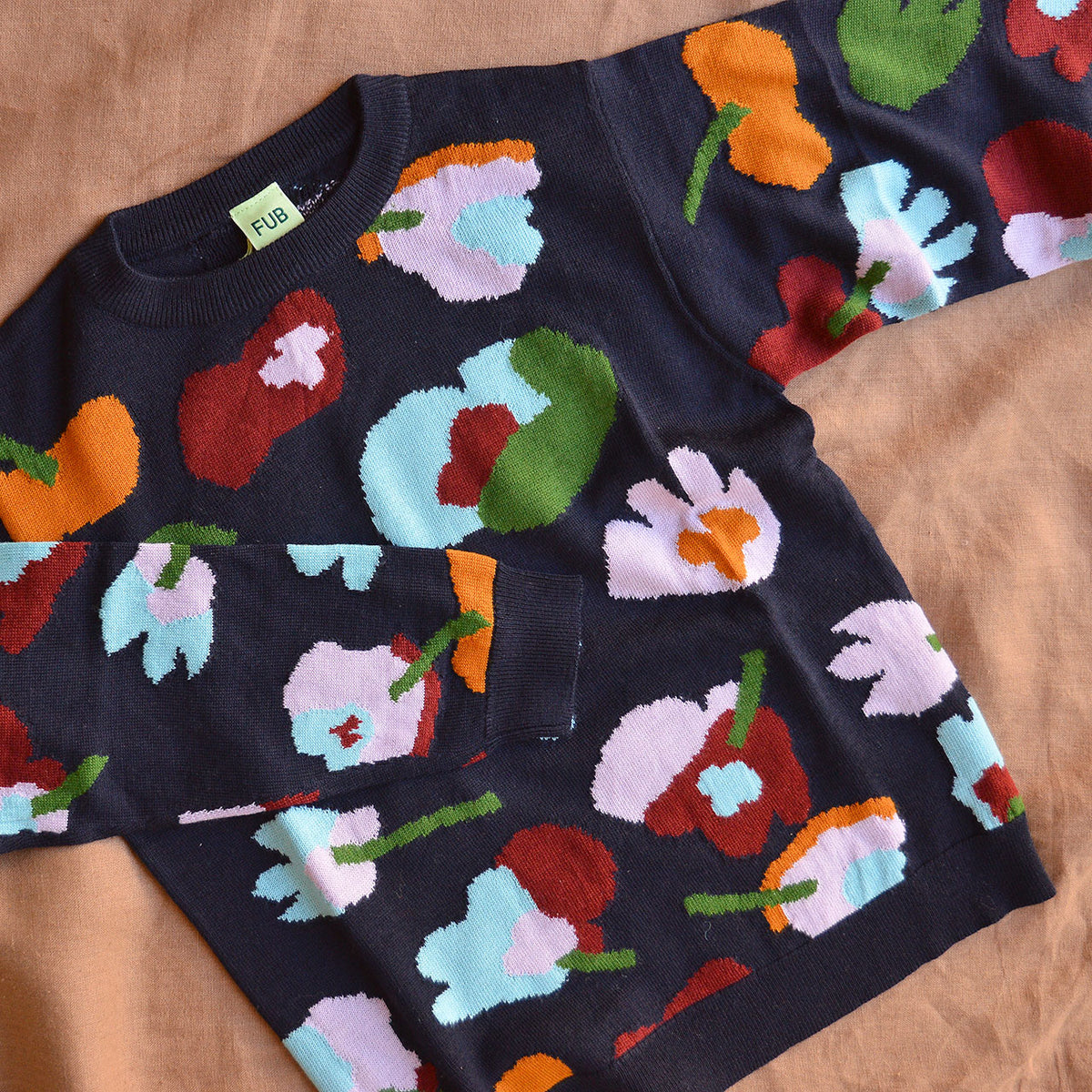 Jacquard Sweater - 100% Merino - Navy Melange (Teens-Womens S)