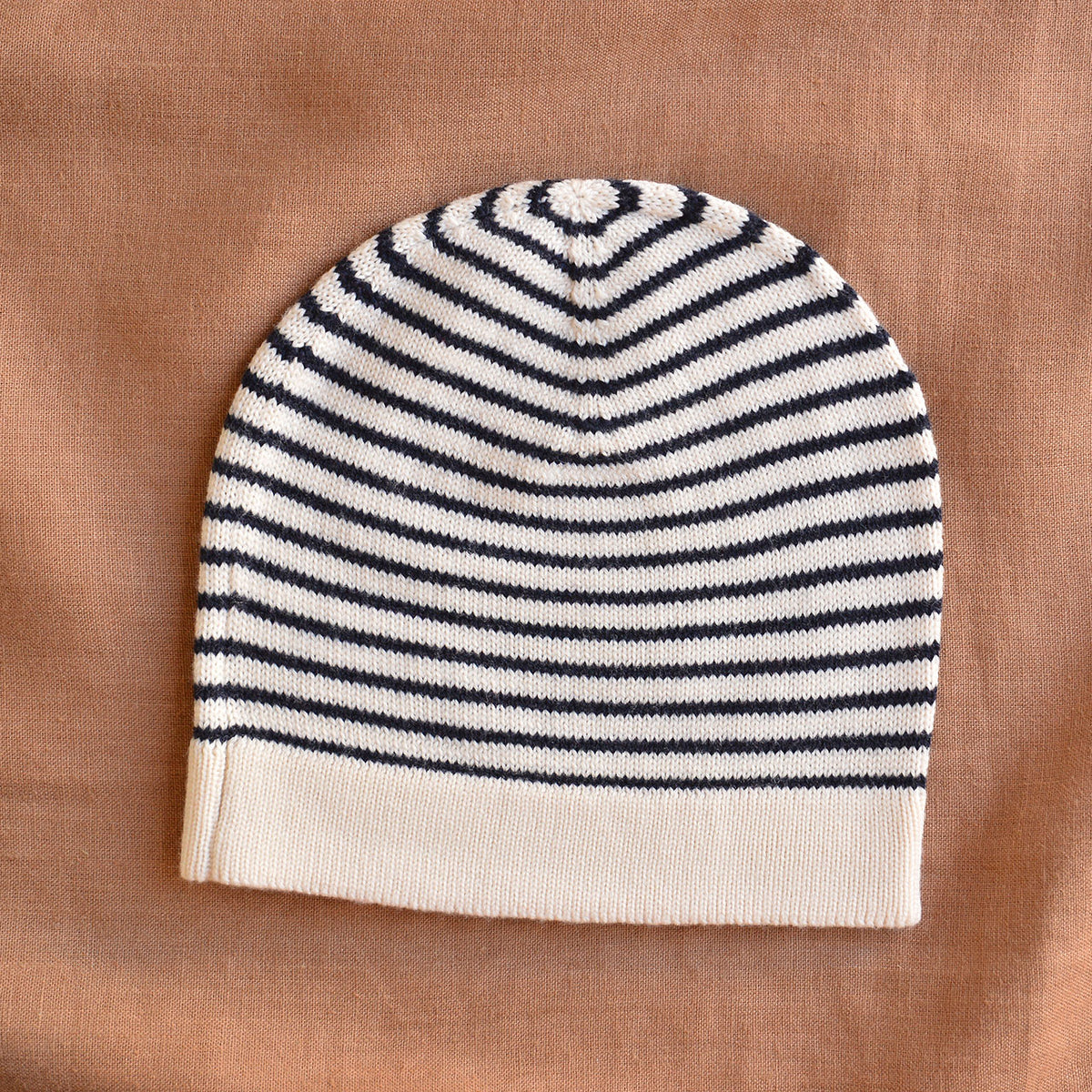 Sailor Stripe Rib Beanie - 100% Merino - Ecru/Navy (Child-Adults)