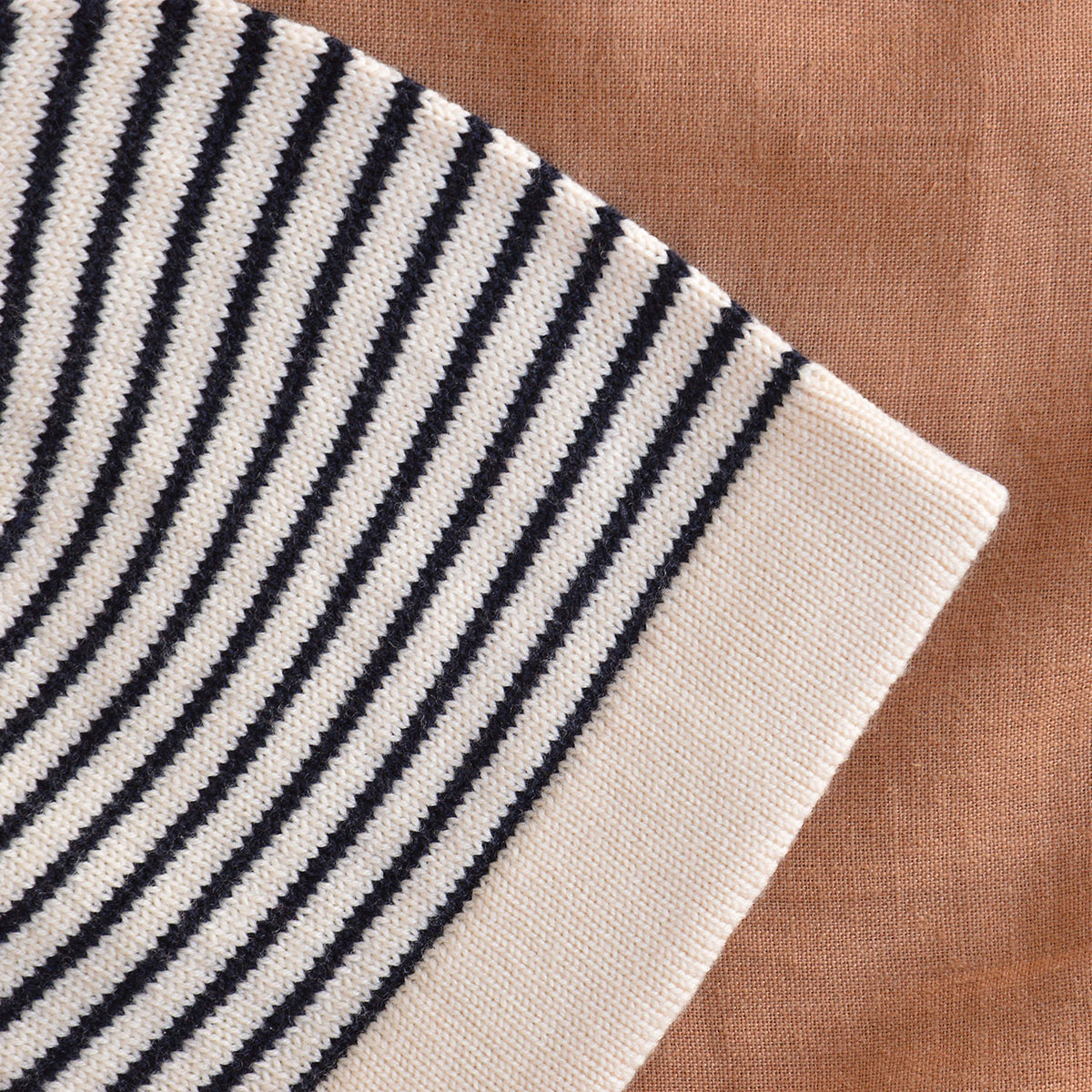 Sailor Stripe Rib Beanie - 100% Merino - Ecru/Navy (Child-Adults)