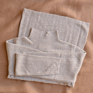 Women's High Neck Long Sleeve Pointelle Raglan Top - 100% Merino - Oat Melange (S-L)