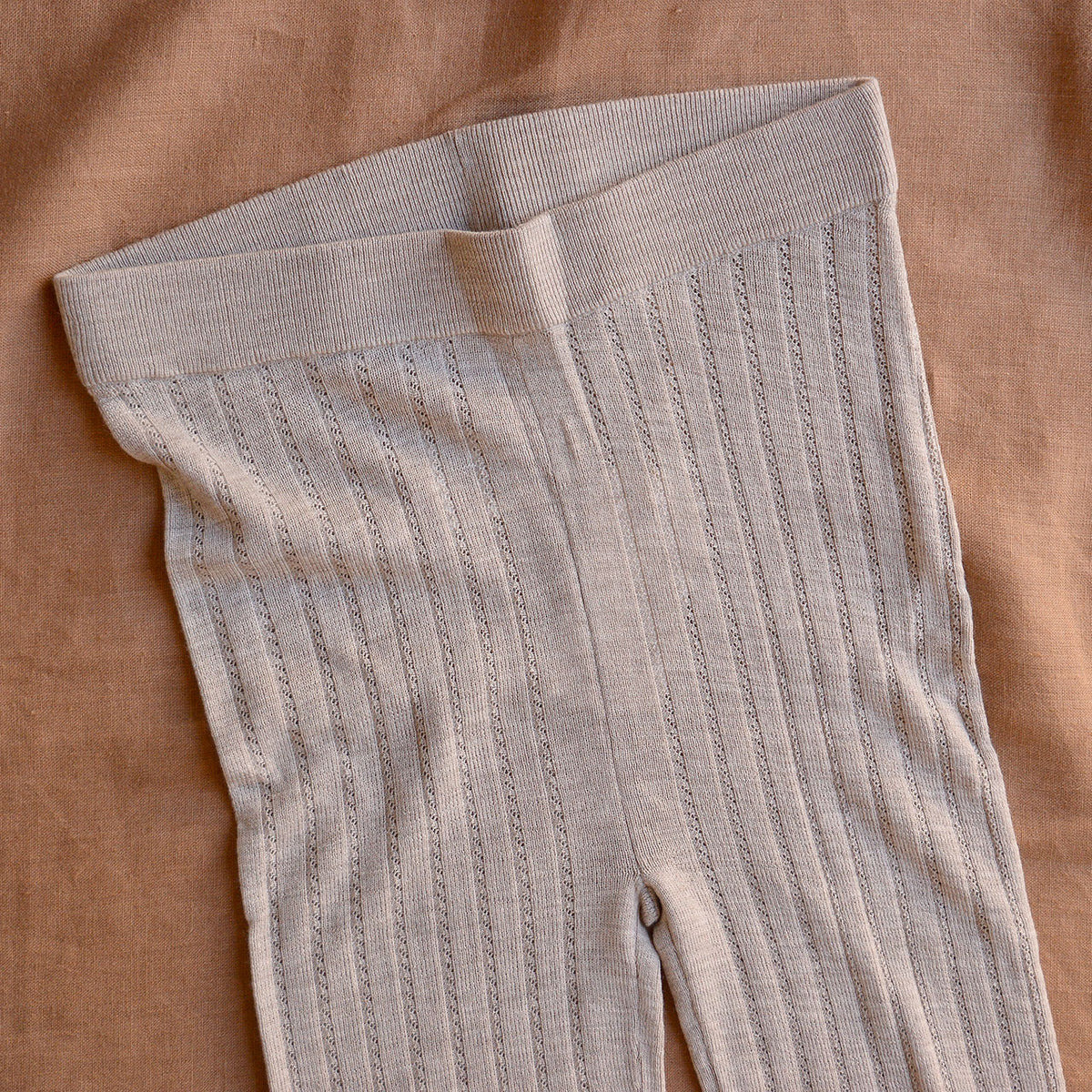 Women's Pointelle Leggings - 100% Merino - Oat Melange (S-L)