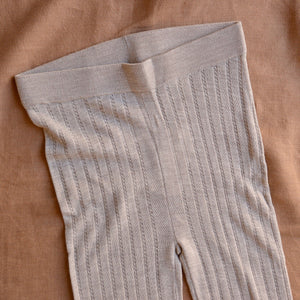 Women's Pointelle Leggings - 100% Merino - Oat Melange (S-L)