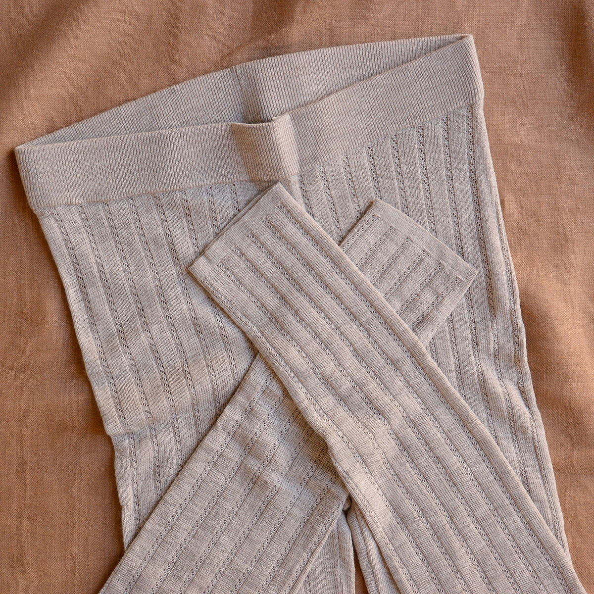 Women's Pointelle Leggings - 100% Merino - Oat Melange (S-L)