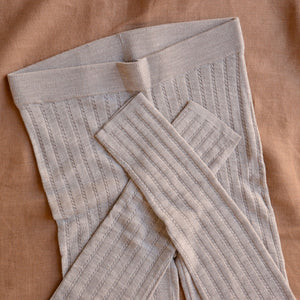 Women's Pointelle Leggings - 100% Merino - Oat Melange (S-L)