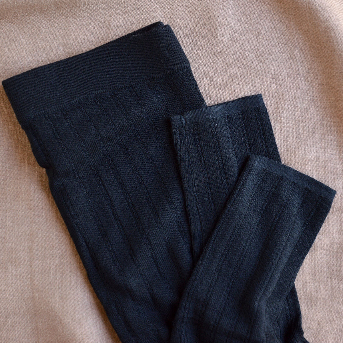 Women's Pointelle Leggings - 100% Merino - Black (S-L)