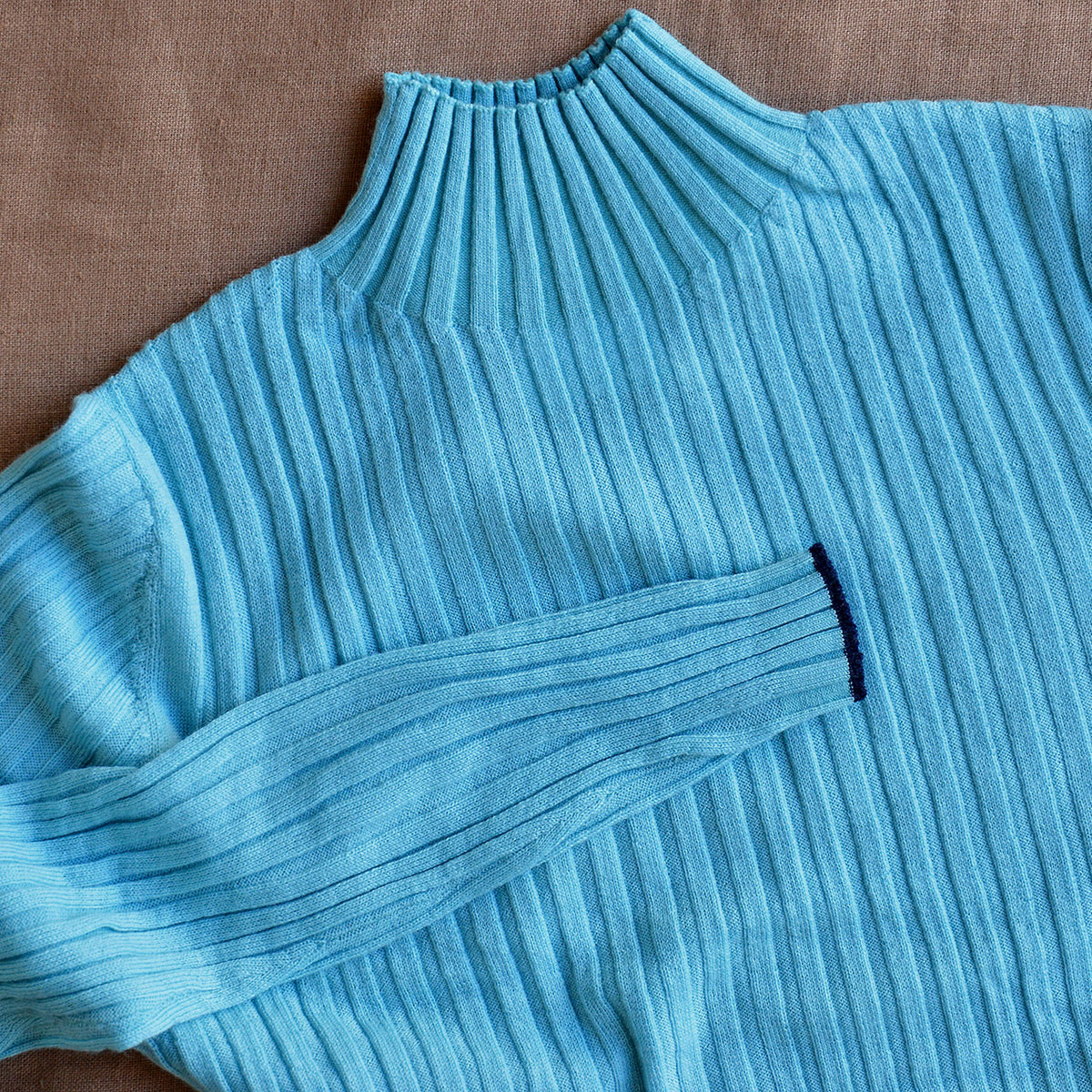 Women's High Neck Long Sleeve Rib Raglan Top - 100% Merino - Aqua (S-L)