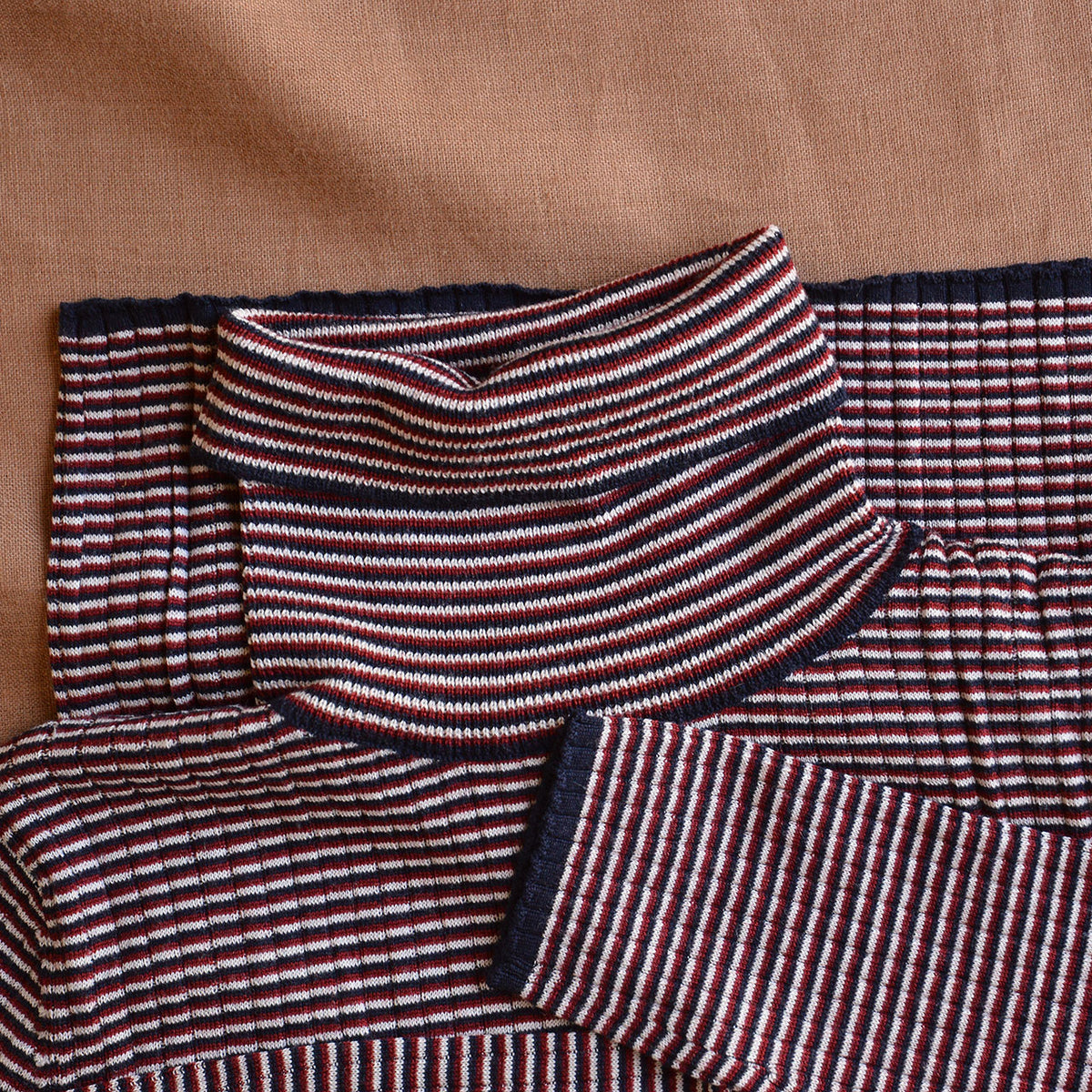 Women's Rollneck Sweater - 100% Merino - Multi Stripe (S-L)