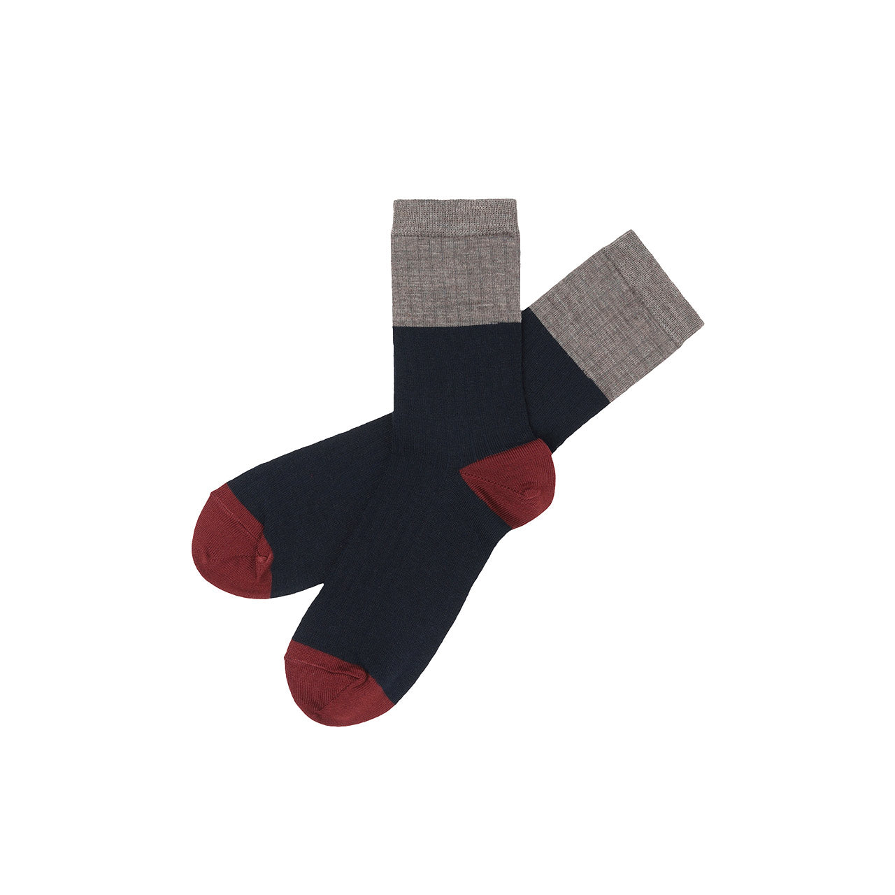 FUB Merino Wool Socks - Fine Colourblock Knit (Adults)
