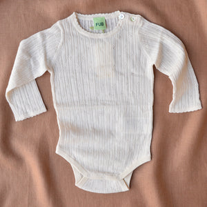 FUB Pointelle Baby Body Long Sleeve 100% Merino AW24 (0m-3y)