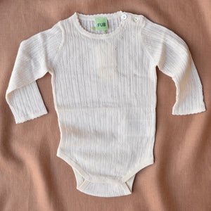 FUB Pointelle Baby Body Long Sleeve 100% Merino (0m-3y)