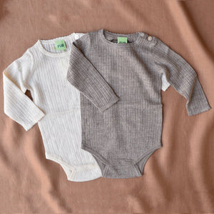 FUB Pointelle Baby Body Long Sleeve 100% Merino AW24 (0m-3y)