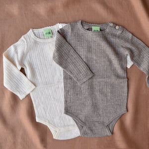 FUB Pointelle Baby Body Long Sleeve 100% Merino AW24 (0m-3y)
