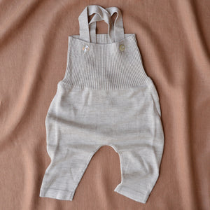 Baby High Pants with Removable Braces - 100% Merino - Beige Melange (3m-3y)