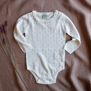 Pointelle Lace Baby Body Long Sleeve 100% Merino AW23 (0-3y)