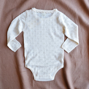 Pointelle Lace Baby Body Long Sleeve 100% Merino AW23 (0-3y)