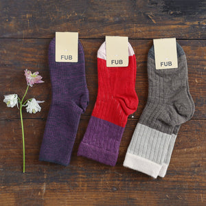 FUB Merino Wool Socks - Fine Contrast Knit (Kids)