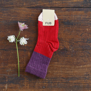 FUB Merino Wool Socks - Fine Contrast Knit (Kids)