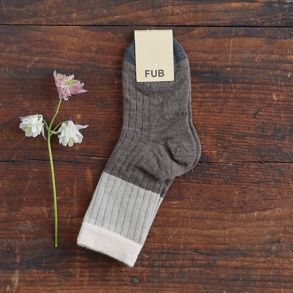 FUB Merino Wool Socks - Fine Contrast Knit (Kids)