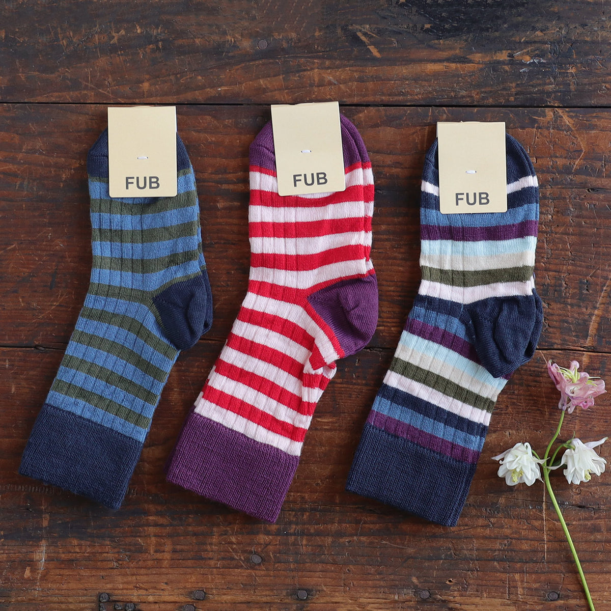 FUB Merino Wool Socks - Fine Knit Stripes (Kids)