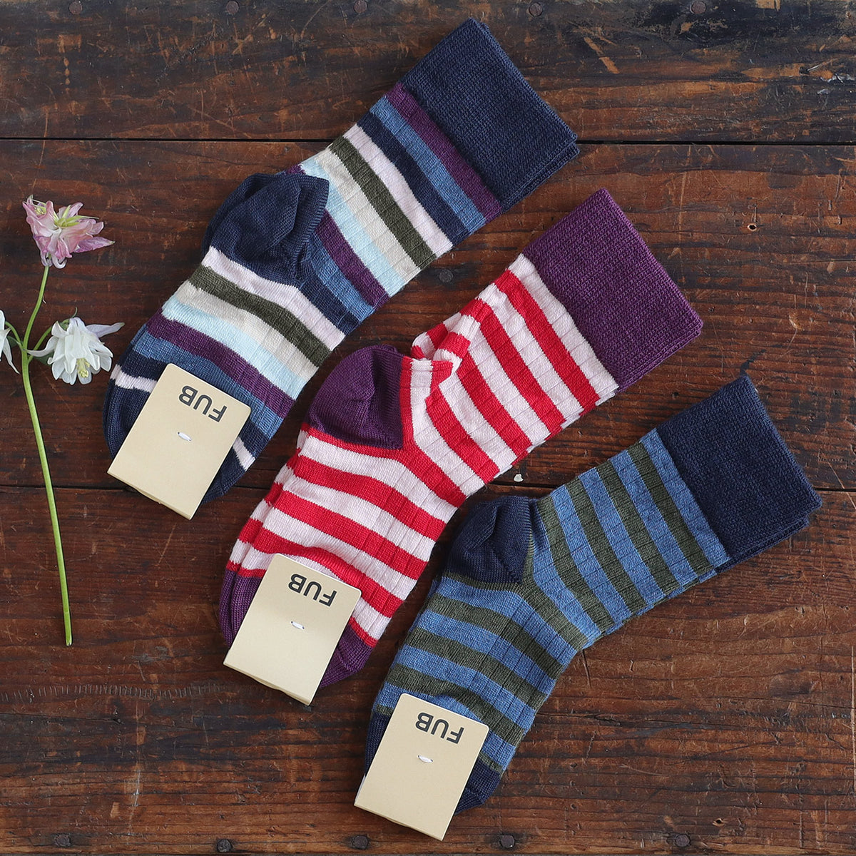 FUB Merino Wool Socks - Fine Knit Stripes (Kids)